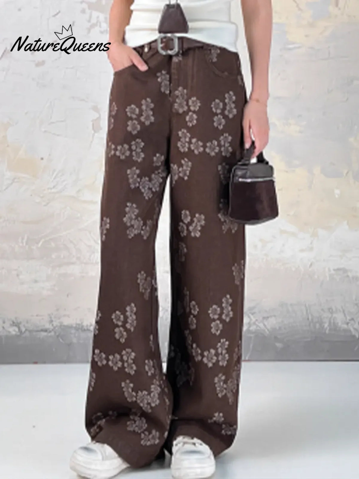 Women's Floral Jacquard Tencel And Cotton Pants