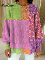 Women's Abstract Pattern Art Print Casual Knitted Sweater