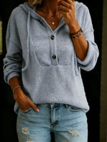 Women's Solid Color Hooded Crew Neck Long-sleeved Sweater