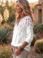 Retro Star-print Cotton-linen Shirt