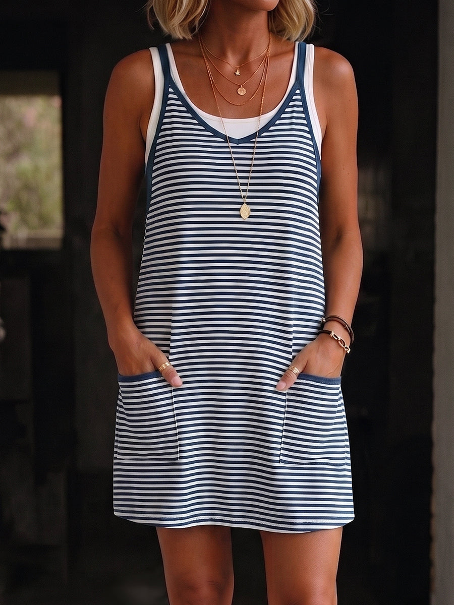 Vestido mono de algodón a rayas, relajado y versátil