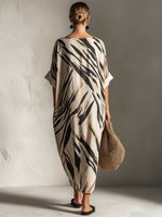 Abstract Stripe Boat Neck Loungewear Dress