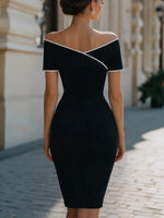 Women's Off-shoulder Short-sleeved Casual Slim-fit Bodycon Dress