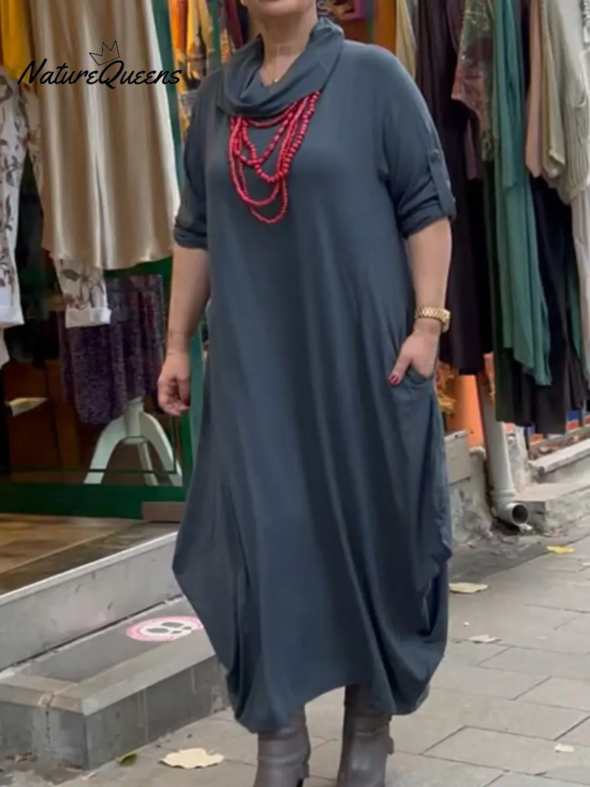 Women's Cozy Loose Long-sleeved Dress