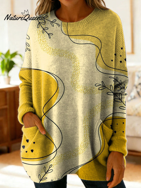 Women's Lovely Floral Flowers Pattern Art Print Casual Cotton Knitted Sweater