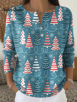 Women's Christmas Tree Pattern Art Print Casual Cardigan Sweater