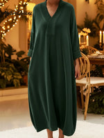 Elegant Christmas Party Loose V-neck Velvet Dress