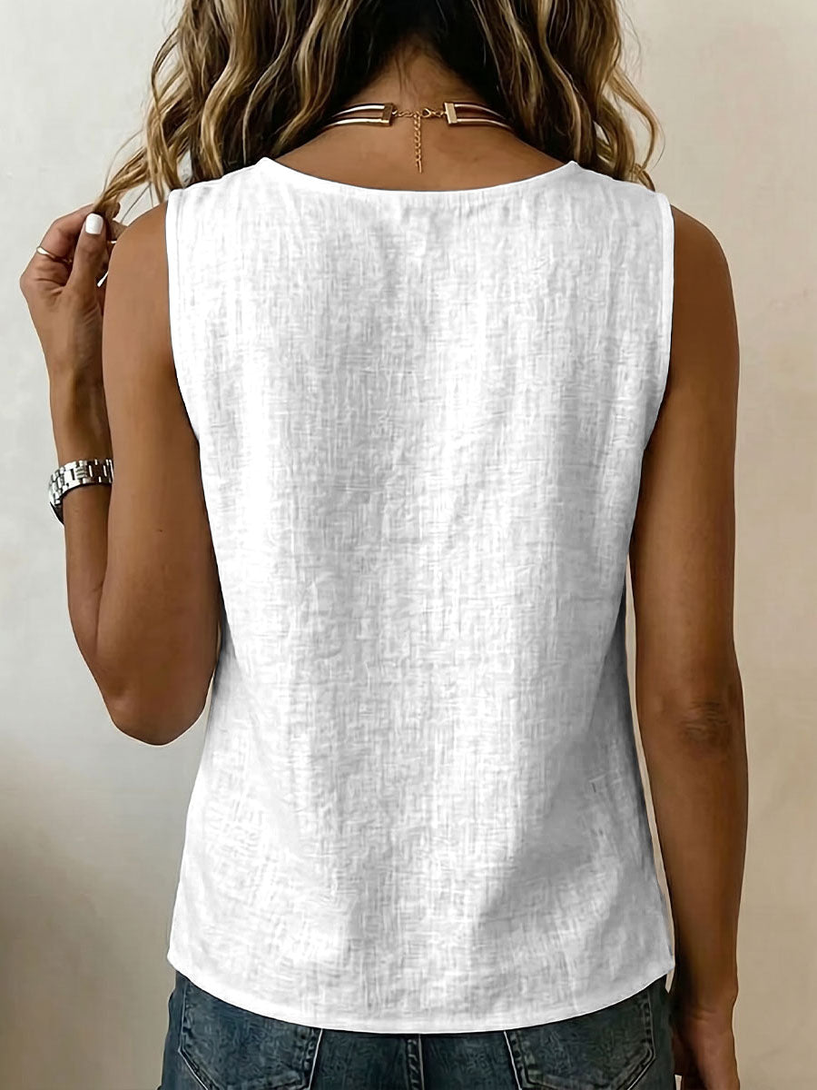 Independence Day Chicka Boom Boom Decorative Pattern Women's No Sleeve Cotton Shirt