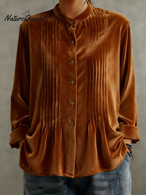 Women's Velvet Pleated Shirt