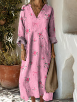 Women's Floral Art Print Casual Cotton Dress