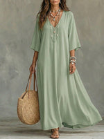 Women's Three-Quarter Sleeves Maxi Dress