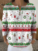 Women's Retro Christmas Snowflake Art Pattern Art Print Buttoned Cardigan Sweater