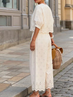 Women's Hollow Out Cotton And Linen Set
