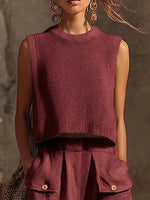 Elegant Round-neck Cozy Knit Top