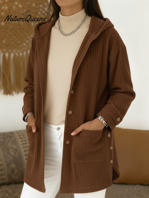 Women's Corduroy Hooded Casual Jacket