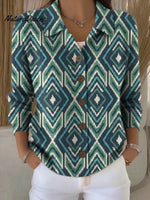 Women's Retro Patchwork Geometric Abstract Pattern Art Print Cowl Neck Sweater