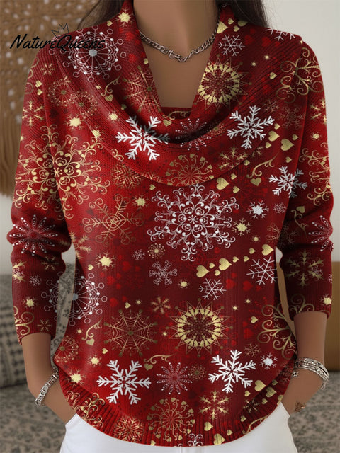 Women's Christmas Celebration Decorative Patterns Casual Swing Collar Long Sleeve Sweater