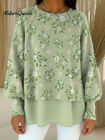 Women's Floral Pattern Art Print Casual Knitted Sweater