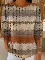 Women's Vintage Art Stripes Casual Pullover Sweater