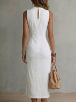 Women's Stand-collar Cotton-linen Vest Dress