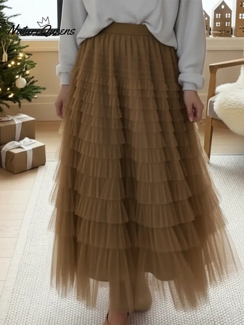 Elegant And Flowing Multi-layered Skirt