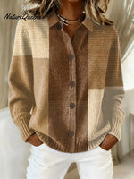 Women's Vintage Abstract Geometry Art Print Casual Sweater