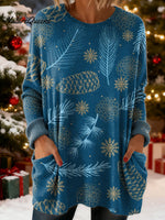 Women's Christmas Tree Art Print Casual Cotton Knitted Sweater