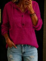 Women's Solid Color Hooded Crew Neck Long-sleeved Sweater