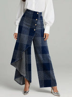 Women's Vintage Pattern Art Print Casual Cotton Denim Pants