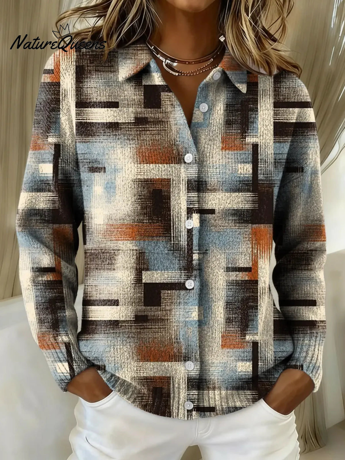 Women's Vintage Art Collared Sweater