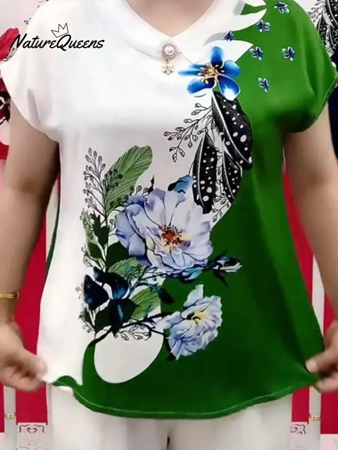 Women's Comfortable Printed Short-sleeved Top