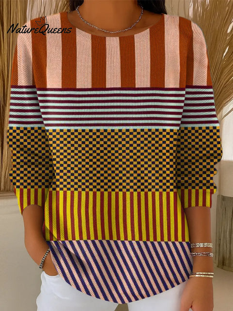 Women's Geometric Pattern Art Print Casual Pullover Sweater