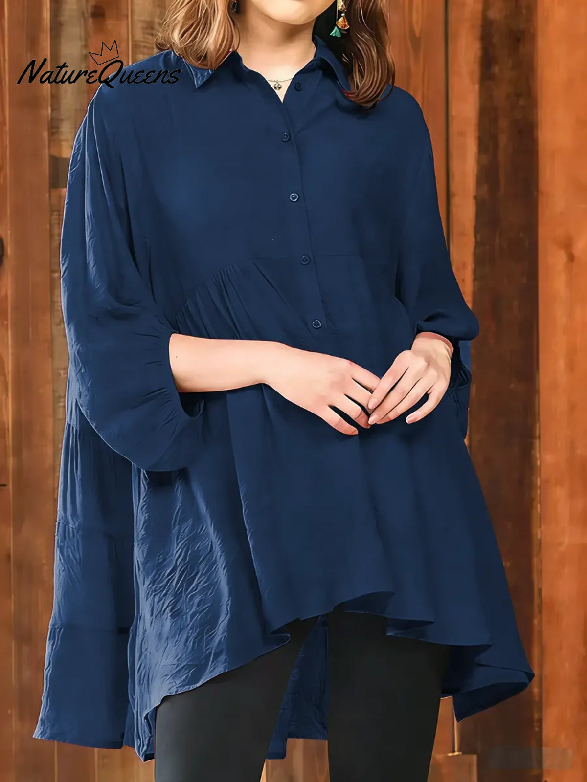 Women's Solid Color Lapel Long-sleeved Casual Loose Cotton Shirt