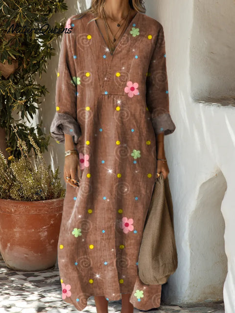 Women's Floral Art Print Casual Cotton Dress