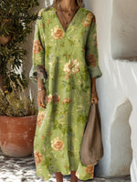 Women's Floral Art Print Casual Cotton Dress