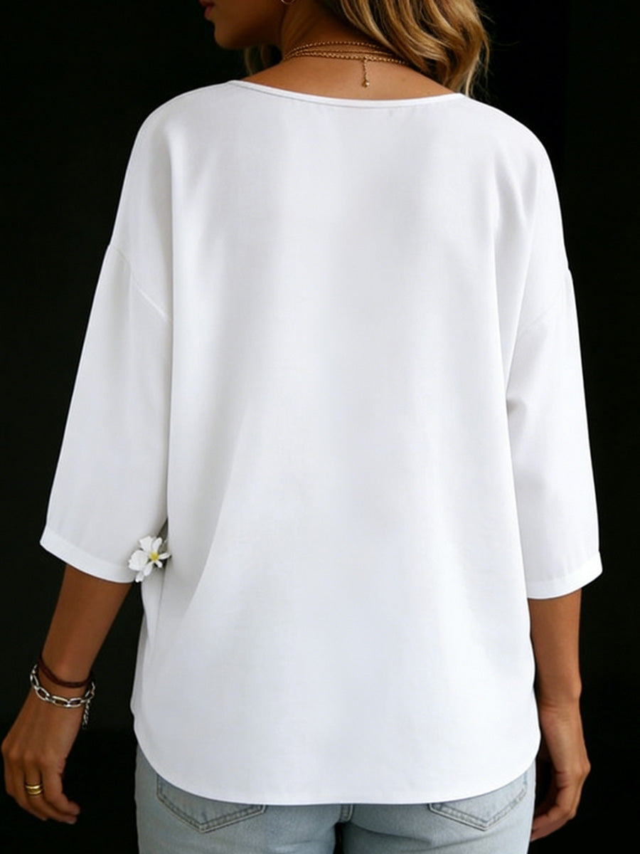 Women's Round-neck Linen Cotton Top