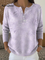 Women's Purple Pattern Art Print Casual Sweater