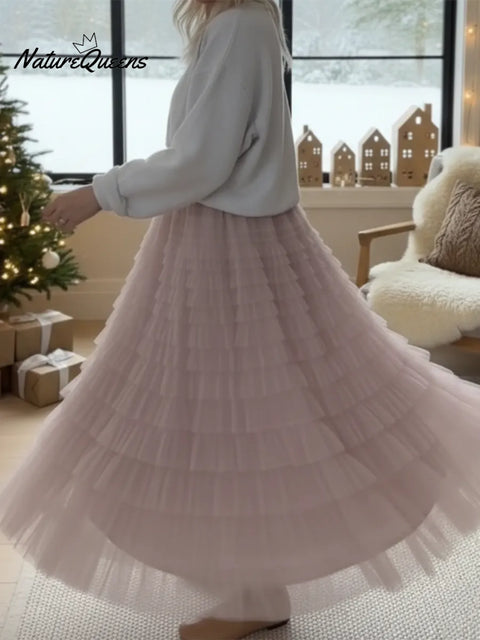 Elegant And Flowing Multi-layered Skirt