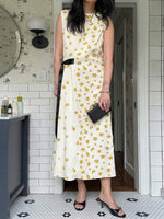 Women's Crew Neck Sleeveless Casual Loose-fit Cotton Color-block Dress