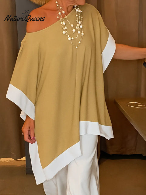 Women's Solid Color Round Neck 3/4 Sleeve Casual Loose Cotton Top