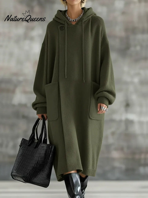 Loose And Comfortable Hooded Long Cardigan