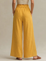 Women's Solid-color High-waisted Loose-fit Cotton-linen Wide-leg Pants