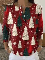 Women's Christmas Tree Casual Printed Sweater