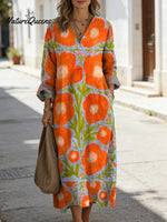 Women's Floral Art Print Casual Cotton Dress