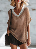 Casual & Sexy Loose-fit Open-knit Top