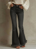 Casual Fringed Flared Jeans