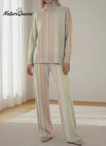 Women's Colorful Stripes Knit Set