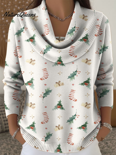 Christmas Decoration Patterns Women's Casual Swing Collar Long Sleeve Sweater