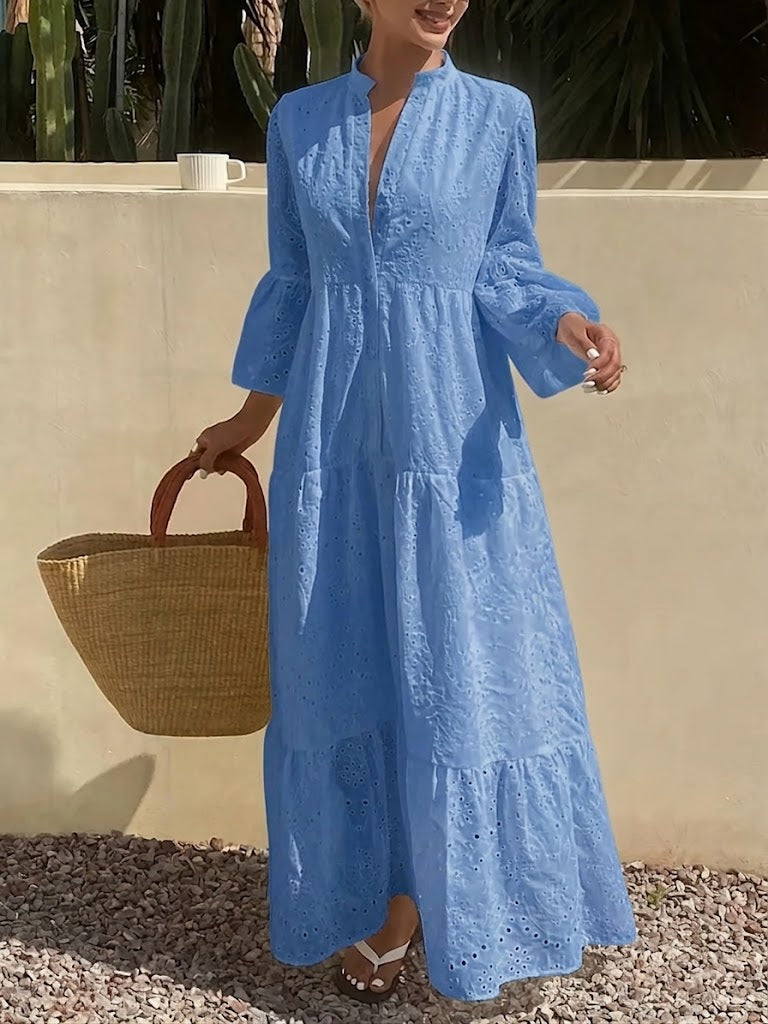 Women's Vacation Style Simple Hollow Pattern Shirt