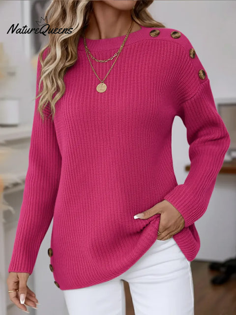 Women's Button-down Boat Neck Pullover Sweater